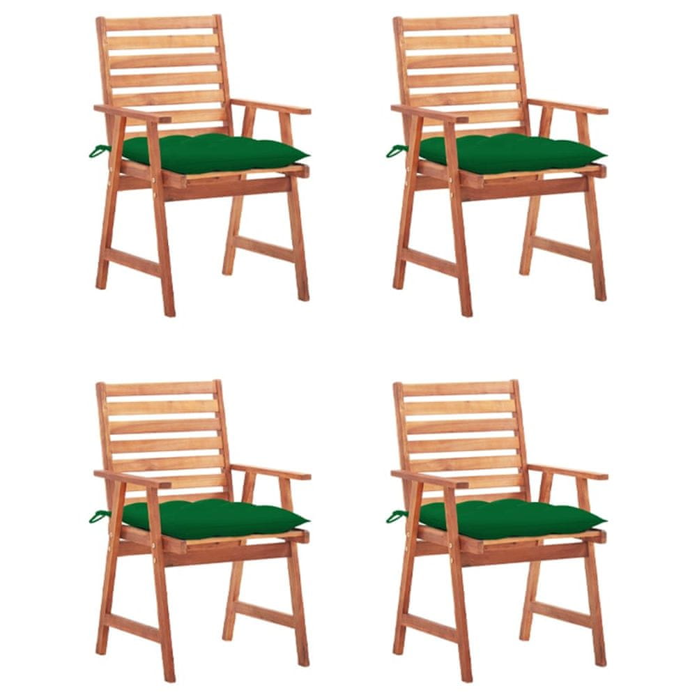 Vidaxl Vonkajšie jedálenské stoličky 4 ks s podložkami masívna akácia